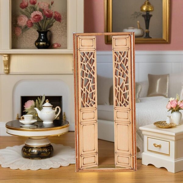 GALPADA 3 pezzi Porte in Legno Non Verniciate per Casa delle Bambole Modello Architettonico Cinese