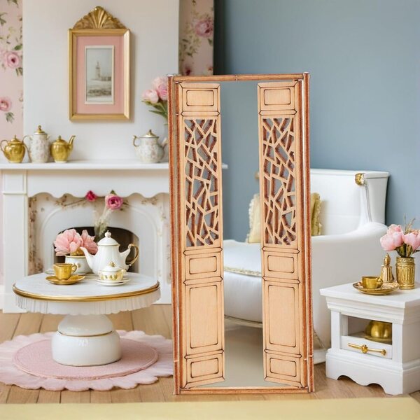 GALPADA 3 pezzi Porte in Legno Non Verniciate per Casa delle Bambole Modello Architettonico Cinese