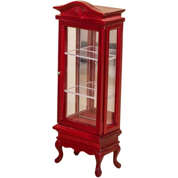 GALPADA Mini Libreria in Legno Massello con Sportello e Superficie Curva per Casa delle Bambole