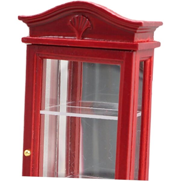 GALPADA Mini Libreria in Legno Massello con Sportello e Superficie Curva per Casa delle Bambole