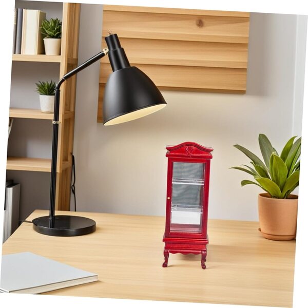 GALPADA Mini Libreria in Legno Massello con Sportello e Superficie Curva per Casa delle Bambole
