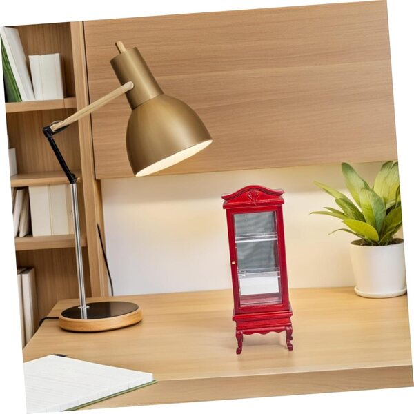 GALPADA Mini Libreria in Legno Massello con Sportello e Superficie Curva per Casa delle Bambole