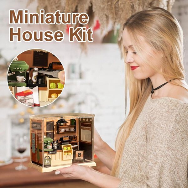 Kit Casa Miniature Caffetteria Cucina Montaggio Creativo per Bambole 15cm