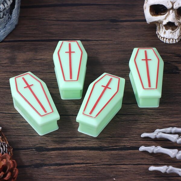 Scatole bara Halloween in miniatura nere per dolcetti e decorazioni spettrali, 4 pezzi