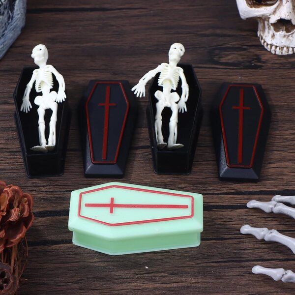 Scatole bara Halloween in miniatura nere per dolcetti e decorazioni spettrali, 4 pezzi