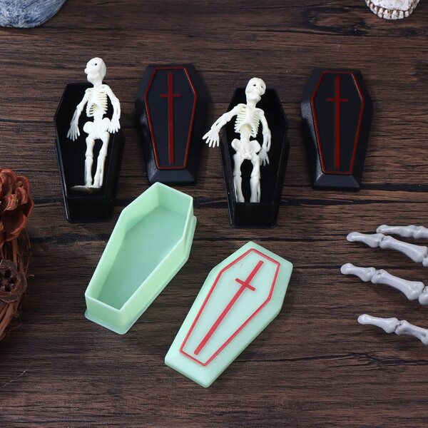 Scatole bara Halloween in miniatura nere per dolcetti e decorazioni spettrali, 4 pezzi