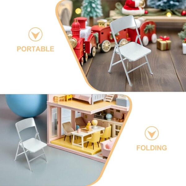 PartyKindom 2 Mini-Klappstühle im Miniaturformat für Puppenhäuser, tragbar und realistisch