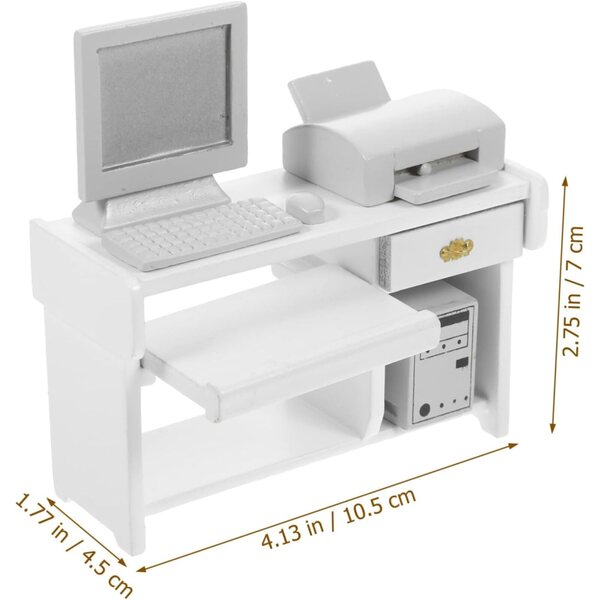 UPKOCH Holzminiaturen für das Heimbüro – Mini-Schreibtisch, Computer und Zubehör
