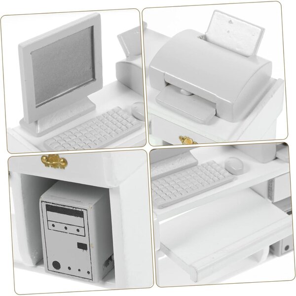 UPKOCH Holzminiaturen für das Heimbüro – Mini-Schreibtisch, Computer und Zubehör