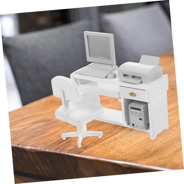 UPKOCH Holzminiaturen für das Heimbüro – Mini-Schreibtisch, Computer und Zubehör