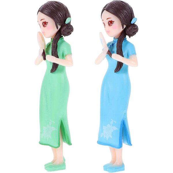 ERINGOGO 2 statuette in resina ragazza cheongsam decorazione elegante per scrivania casa