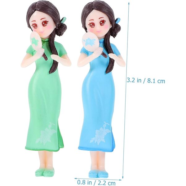 ERINGOGO 2 statuette in resina ragazza cheongsam decorazione elegante per scrivania casa