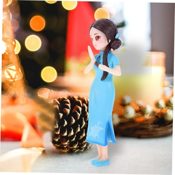 ERINGOGO 2 statuette in resina ragazza cheongsam decorazione elegante per scrivania casa
