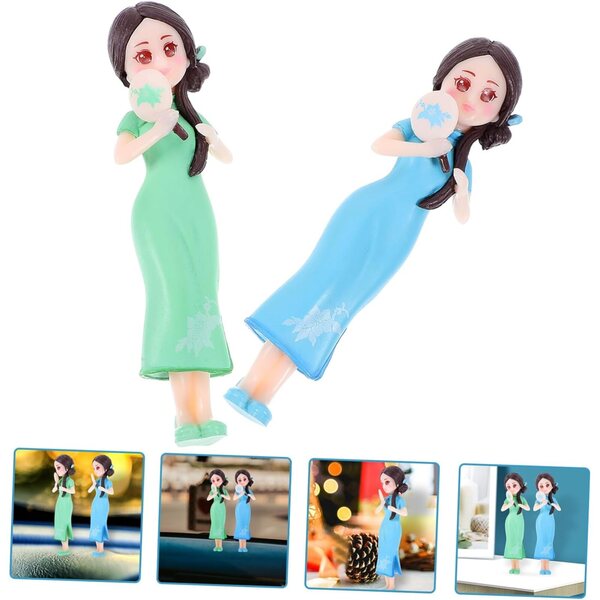 ERINGOGO 2 statuette in resina ragazza cheongsam decorazione elegante per scrivania casa
