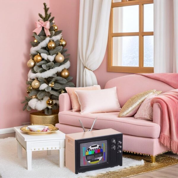 HEMOTON Mini-Fernseher im Puppenhausmaßstab: DIY-Miniatur-Vintage-Fernseher