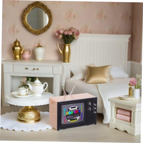 HEMOTON Mini-Fernseher im Puppenhausmaßstab: DIY-Miniatur-Vintage-Fernseher