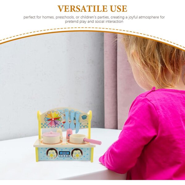 YARNOW Holzküche für Kinder mit interaktivem Spielzubehör und Minikocher