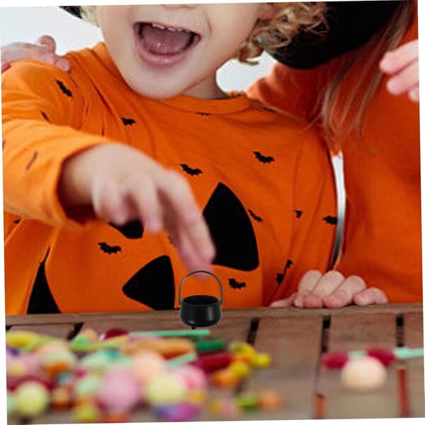 Mini schwarzer Kessel 1:12 aus Legierung für Puppenhäuser und Halloween-Dekorationen