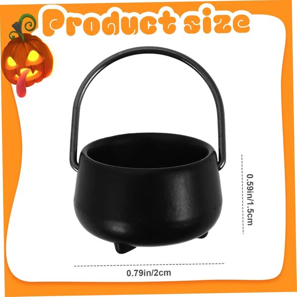 Mini schwarzer Kessel 1:12 aus Legierung für Puppenhäuser und Halloween-Dekorationen