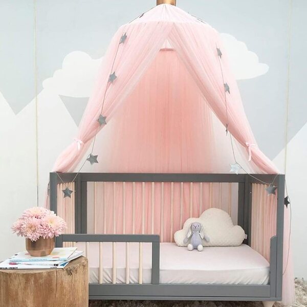 Baldacchino da Letto Bambini a Rete Colorata Elegante - 60x240 cm Roseate