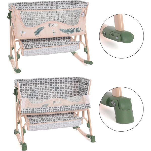 Roma RHS Fern - Culla regolabile e a dondolo per bambole fino a 45 cm, con cestino portaoggetti