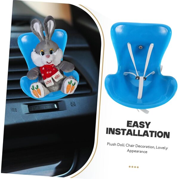 Amosfun Seggiolino Auto per Bambole Miniatura Realistico in Plastica Blu 10x10x7,5 cm