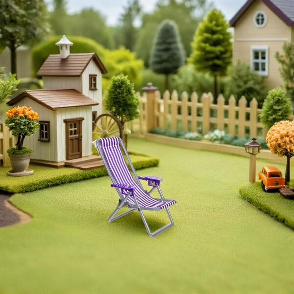 Vaguelly Miniatur-Klappstuhl für Puppenhaus, Stranddekoration aus Kunststoff