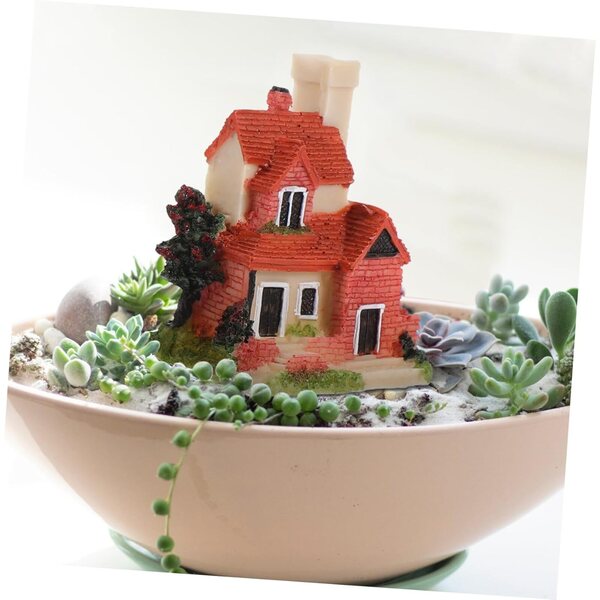 Set 4 Mini Case in Resina per Giardino e Micro Paesaggi - Decorazioni Miniatura