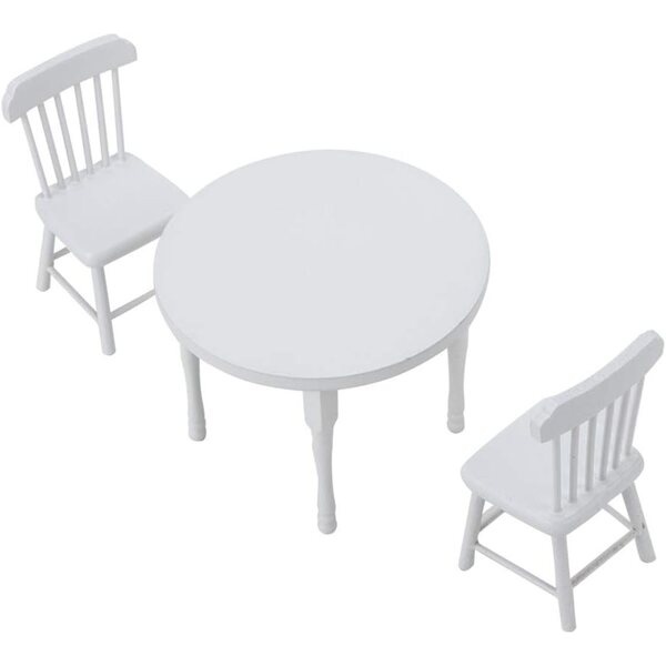 Set Miniatura in Legno Bianco 1/12 Tavolo e Sedie per Casa delle Bambole