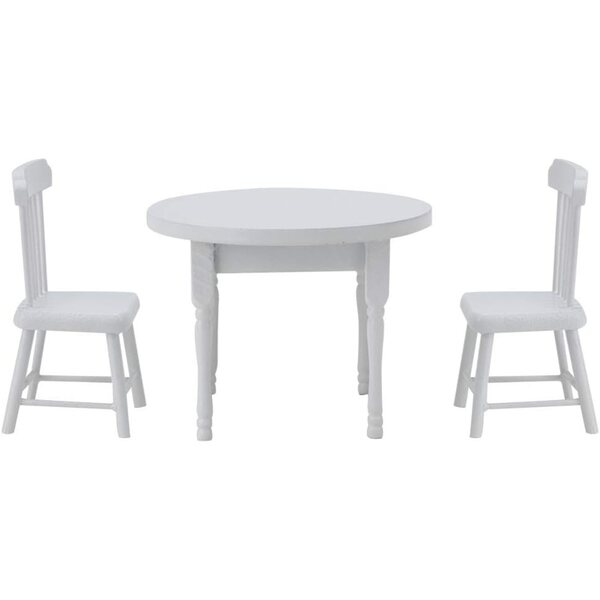 Set Miniatura in Legno Bianco 1/12 Tavolo e Sedie per Casa delle Bambole