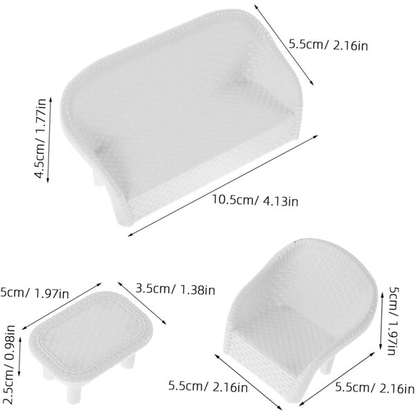 Operitacx Set 3 Mobili in Plastica Bianca per Case delle Bambole e Tavoli di Sabbia