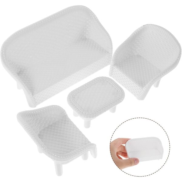 Operitacx Set 3 Mobili in Plastica Bianca per Case delle Bambole e Tavoli di Sabbia