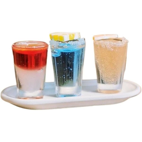 4PCS Mini Vassoio Cocktail 1:12 Accessori Casa delle Bambole Decorazione FAI DA TE