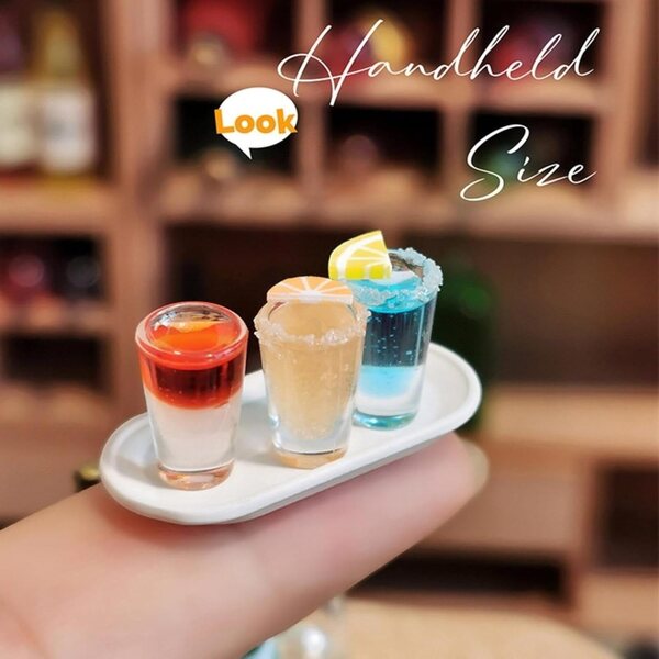 4PCS Mini Cocktail Tablett 1:12 Puppenhaus Zubehör DIY Dekoration