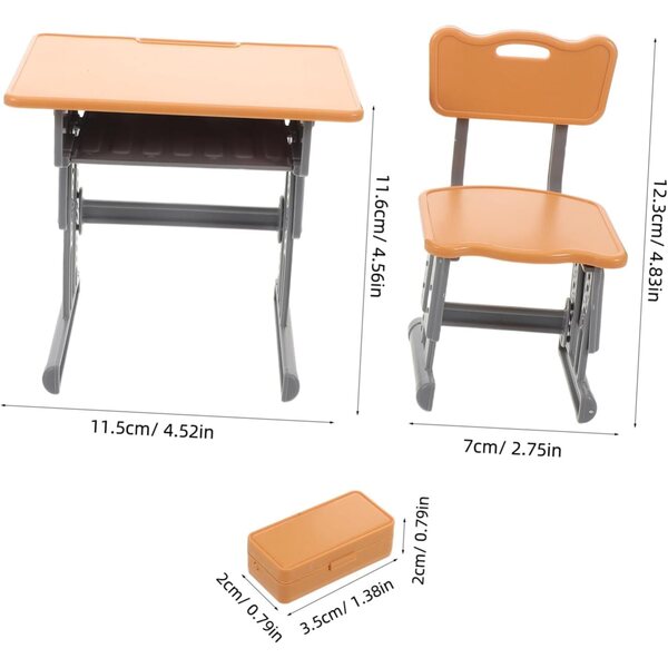 UPKOCH Scrivania e Sedia Miniatura per Casa delle Bambole Mobili Scolastici Portatili