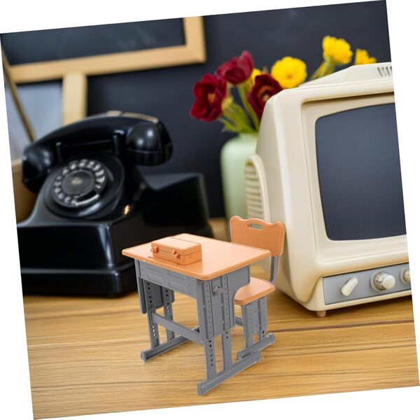UPKOCH Scrivania e Sedia Miniatura per Casa delle Bambole Mobili Scolastici Portatili
