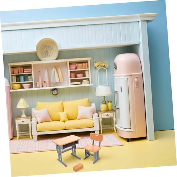 UPKOCH Scrivania e Sedia Miniatura per Casa delle Bambole Mobili Scolastici Portatili
