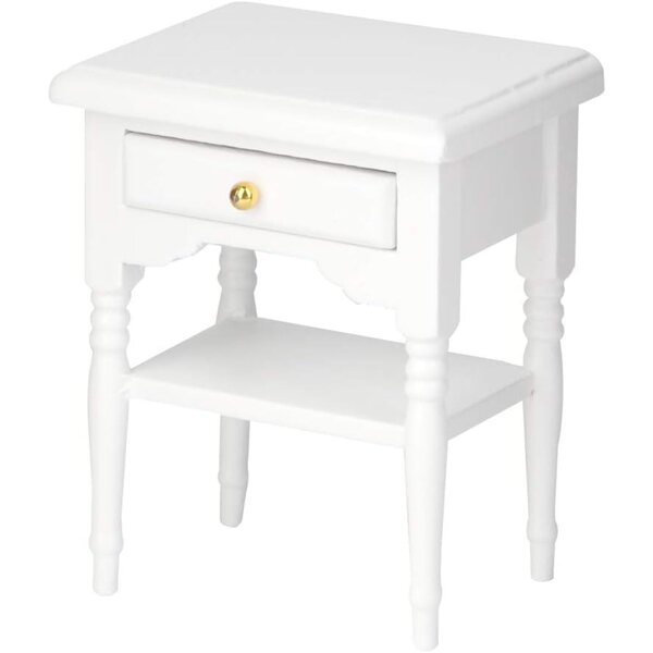 Fydun Mini Comodino in Legno Bianco 1:12 per Casa delle Bambole Elegante e Compatto