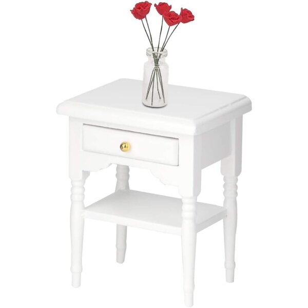 Fydun Mini Comodino in Legno Bianco 1:12 per Casa delle Bambole Elegante e Compatto