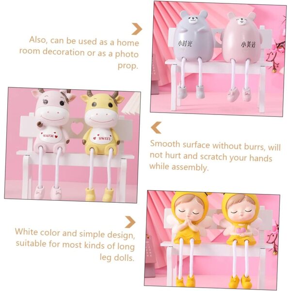 UPKOCH Set mit 3 weißen Mini-Hockern für Puppenhäuser und Zubehör. Foto