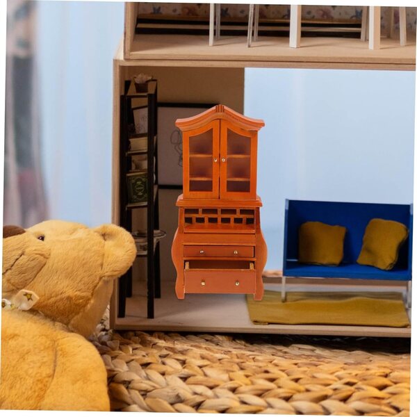 WOONEKY Mini-Bücherregal aus Holz für Puppenhaus, kompakt und widerstandsfähig