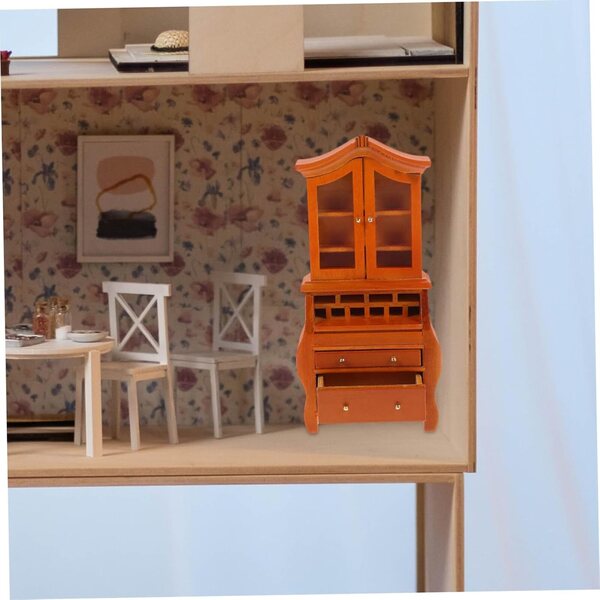 WOONEKY Mini-Bücherregal aus Holz für Puppenhaus, kompakt und widerstandsfähig