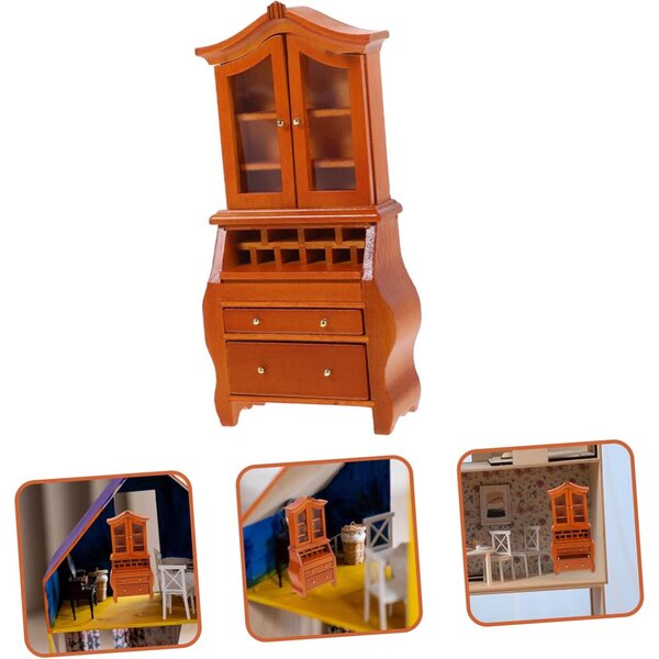 WOONEKY Mini-Bücherregal aus Holz für Puppenhaus, kompakt und widerstandsfähig