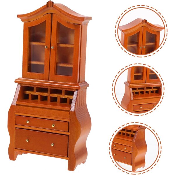 WOONEKY Mini-Bücherregal aus Holz für Puppenhaus, kompakt und widerstandsfähig