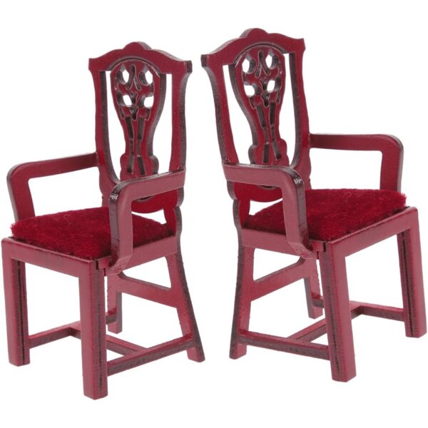 BESPORTBLE 2 Mini Sedie in Legno Rosso per Casa delle Bambole 1:12 Decorazioni Realistiche