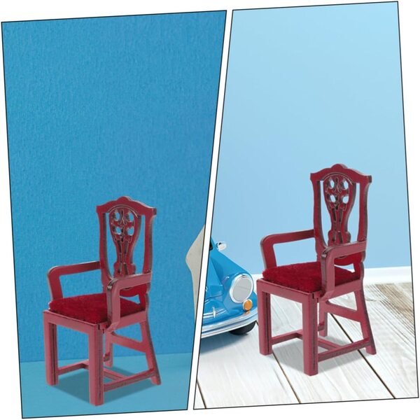 BESPORTBLE 2 Mini Sedie in Legno Rosso per Casa delle Bambole 1:12 Decorazioni Realistiche