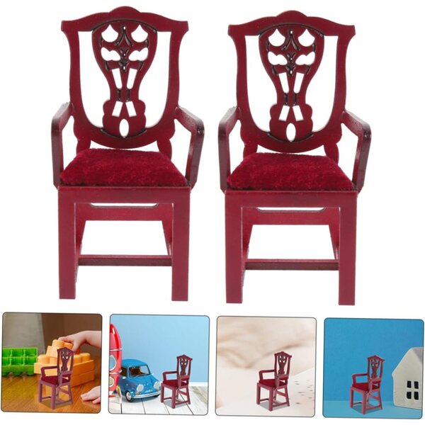 BESPORTBLE 2 Mini Sedie in Legno Rosso per Casa delle Bambole 1:12 Decorazioni Realistiche
