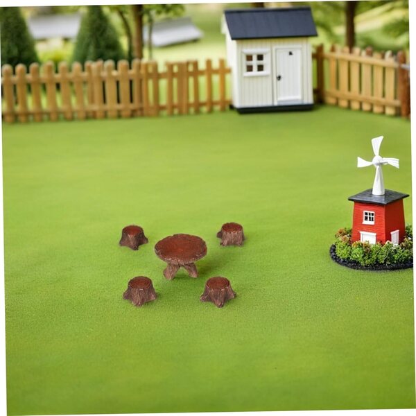 Set 10 Pezzi Miniature Tavolo e Sedie in Resina per Casa delle Bambole e Micro Paesaggio