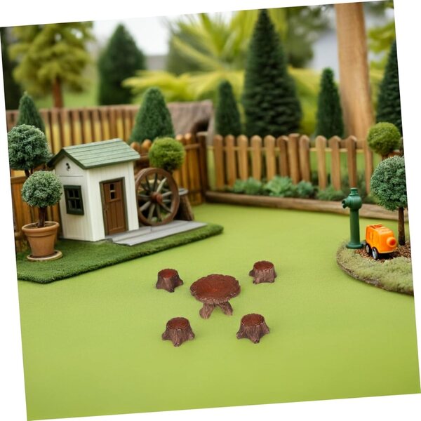 Set 10 Pezzi Miniature Tavolo e Sedie in Resina per Casa delle Bambole e Micro Paesaggio