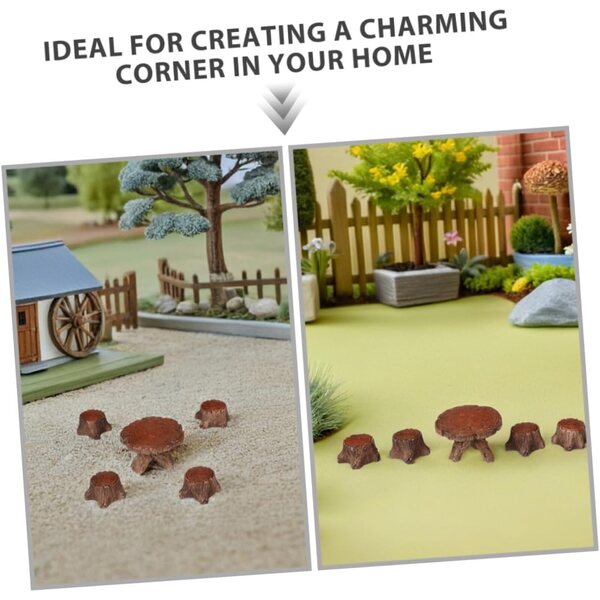 Set 10 Pezzi Miniature Tavolo e Sedie in Resina per Casa delle Bambole e Micro Paesaggio